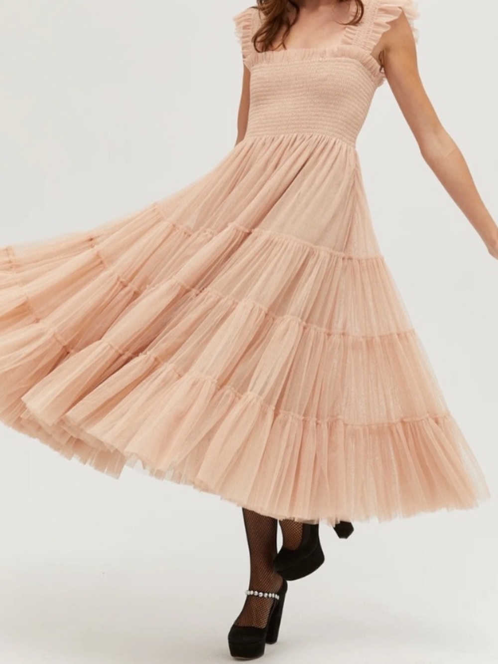 NWT Hill House Collector’s Edition Ellie Nap Midi Maxi Dress Blush Glitter Tulle - Picture 2 of 13